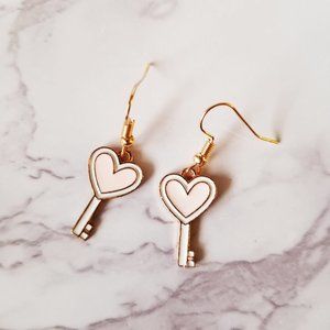 Heart Key Charm Earring